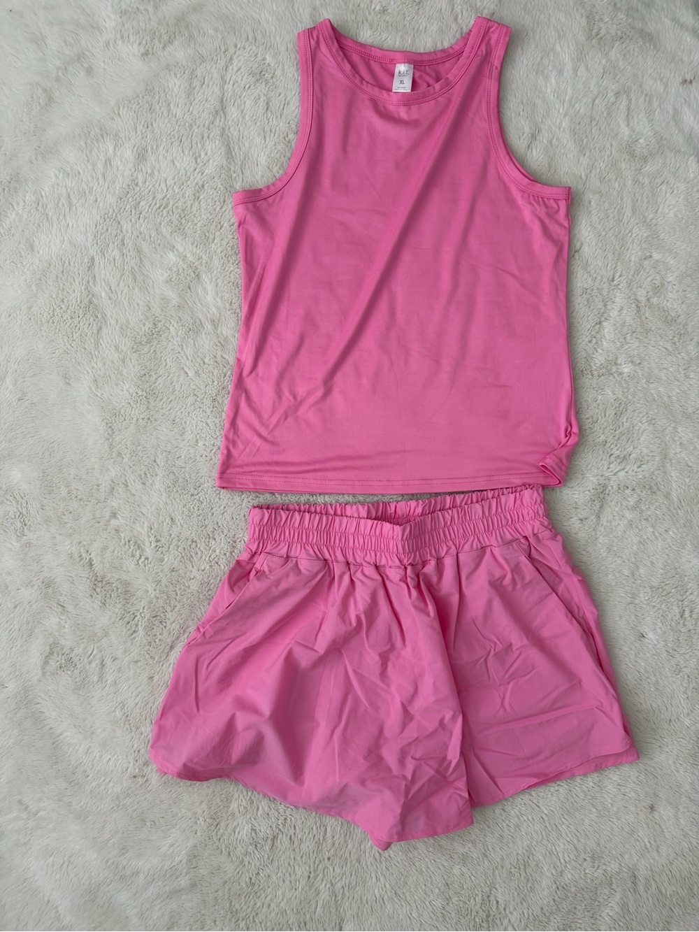 Women’s Pink Tank & Elastic-Waist Short Set